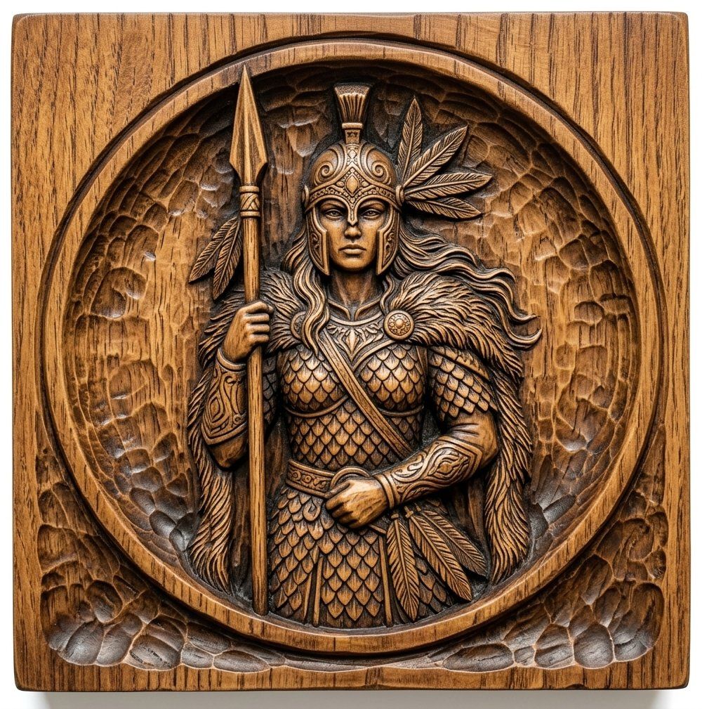 Female Warrior Spear Goddess CNC Relief STL bas-relief STL — view 13