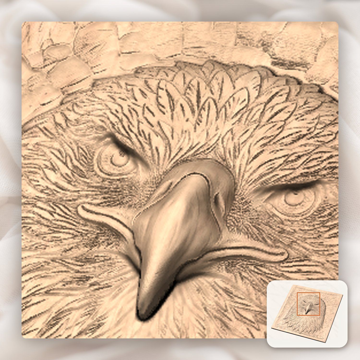 Fierce Bald Eagle Wildlife CNC Relief STL bas-relief STL — view 10