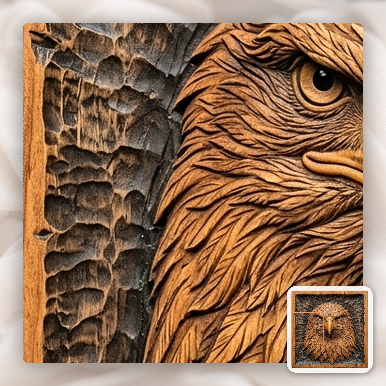 Fierce Bald Eagle Wildlife CNC Relief STL bas-relief STL — view 13