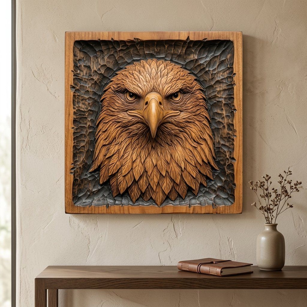 Fierce Bald Eagle Wildlife CNC Relief STL bas-relief STL — view 14