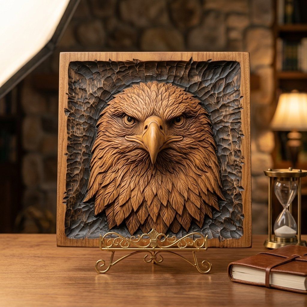 Fierce Bald Eagle Wildlife CNC Relief STL bas-relief STL — view 3
