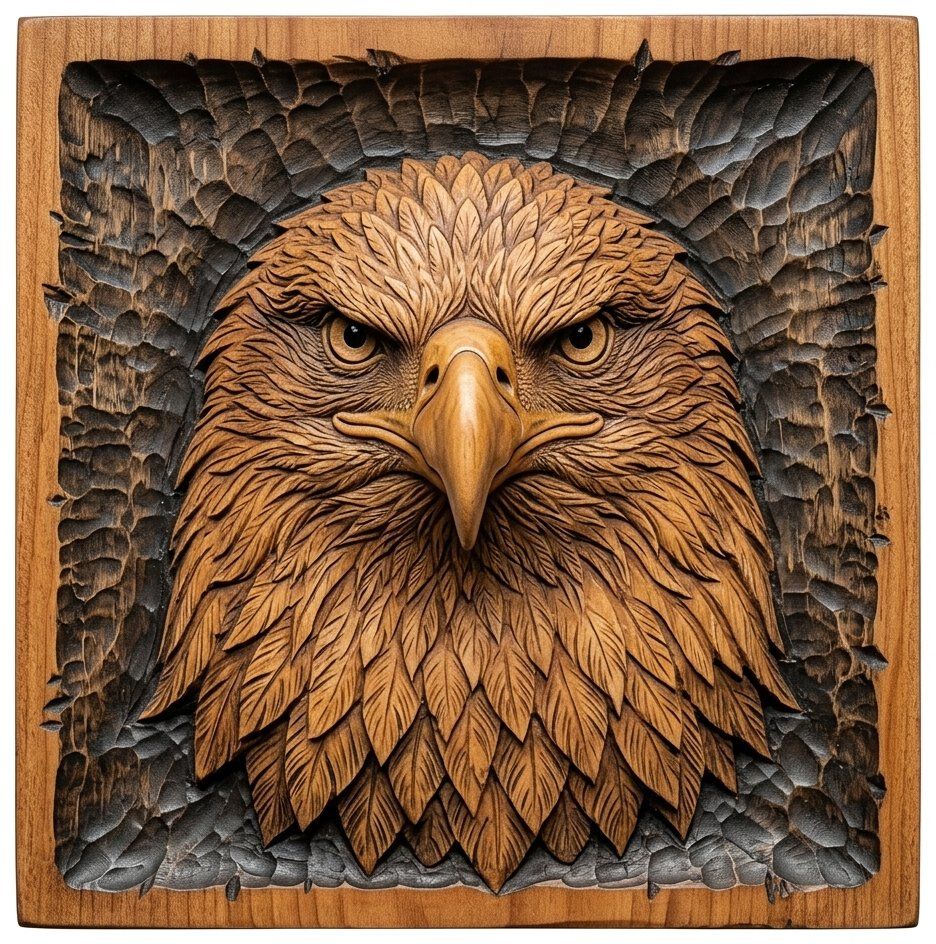 Fierce Bald Eagle Wildlife CNC Relief STL bas-relief STL — view 11