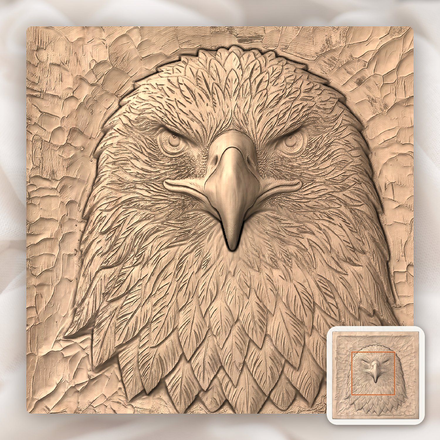 Fierce Bald Eagle Wildlife CNC Relief STL bas-relief STL — view 6