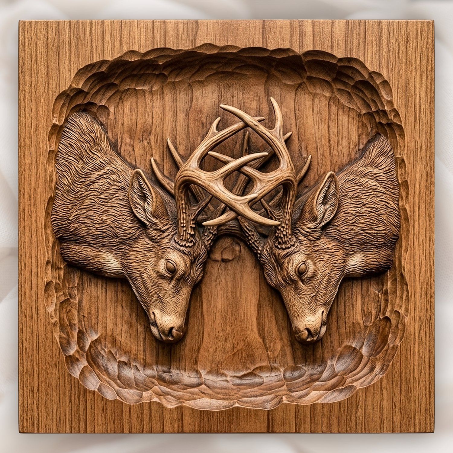 Fighting Whitetail Bucks CNC Relief STL bas-relief STL design