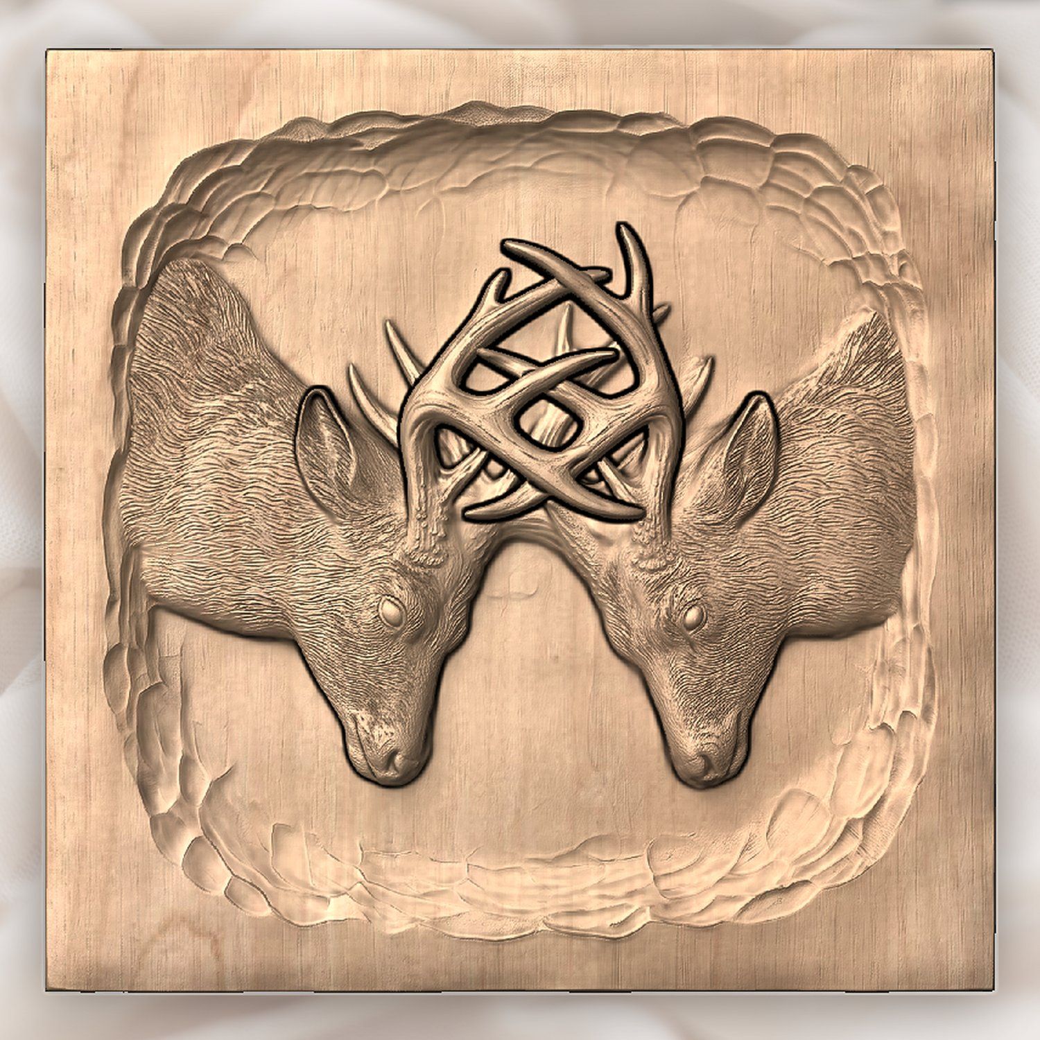 Fighting Whitetail Bucks CNC Relief STL bas-relief STL — view 4