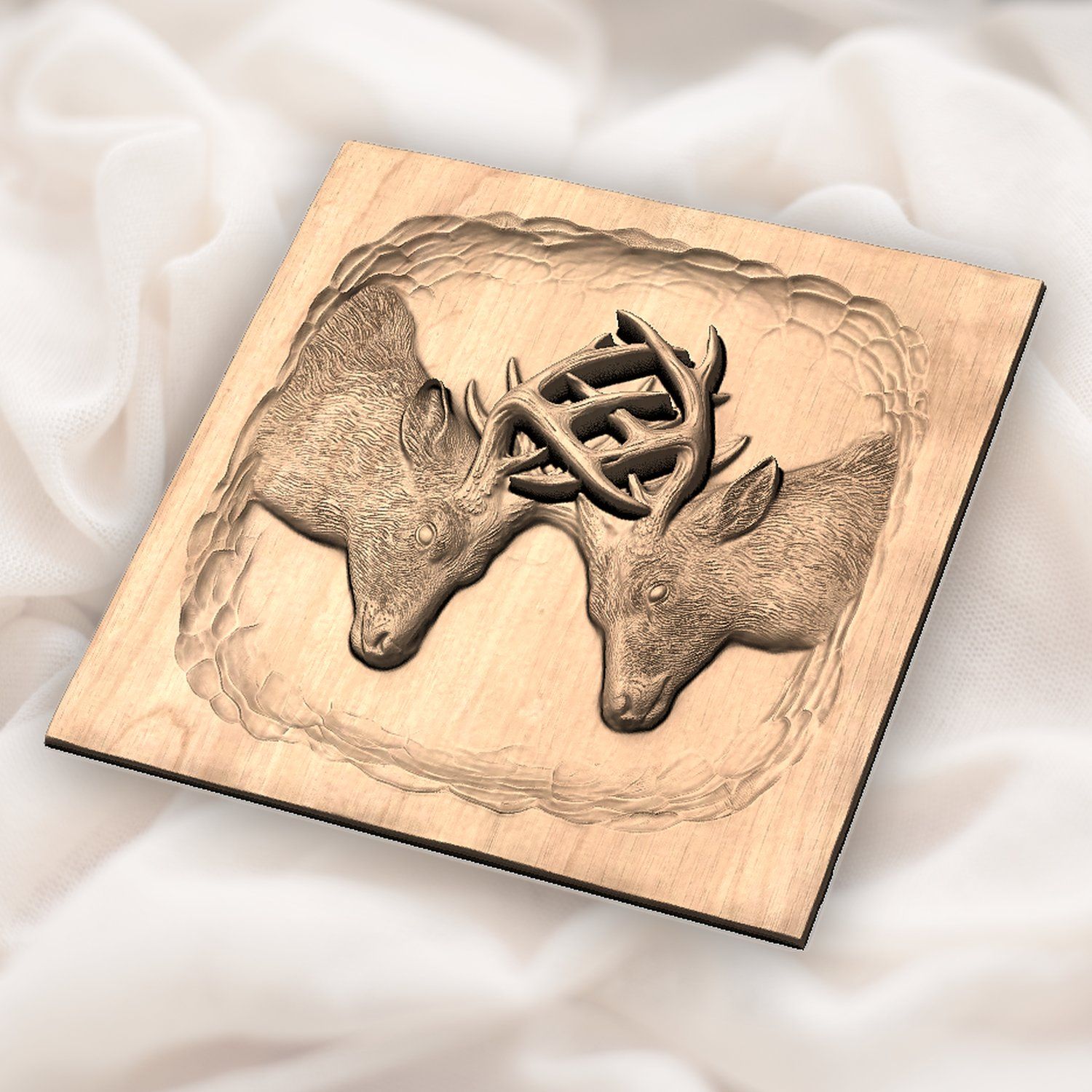 Fighting Whitetail Bucks CNC Relief STL bas-relief STL — view 5