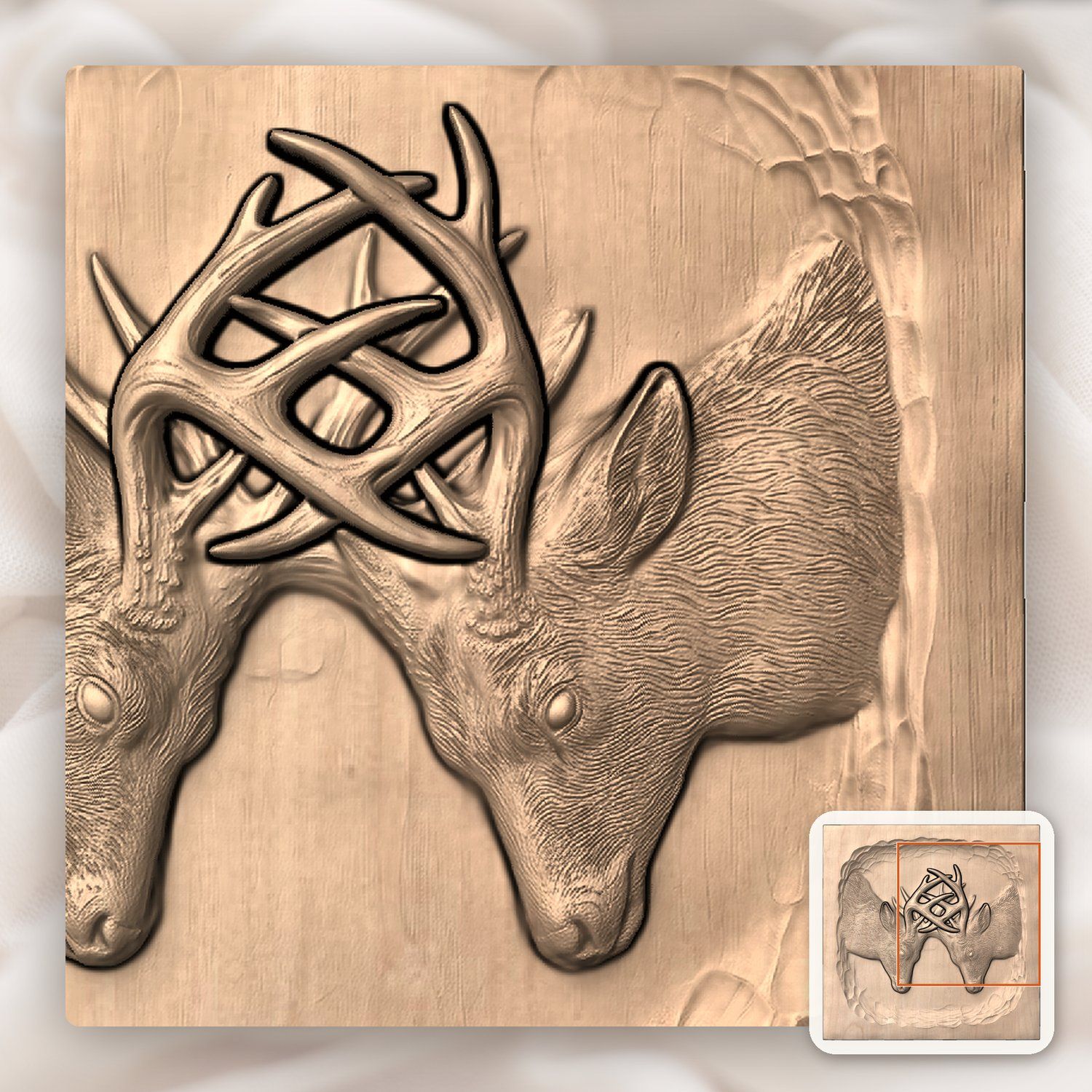 Fighting Whitetail Bucks CNC Relief STL bas-relief STL — view 7