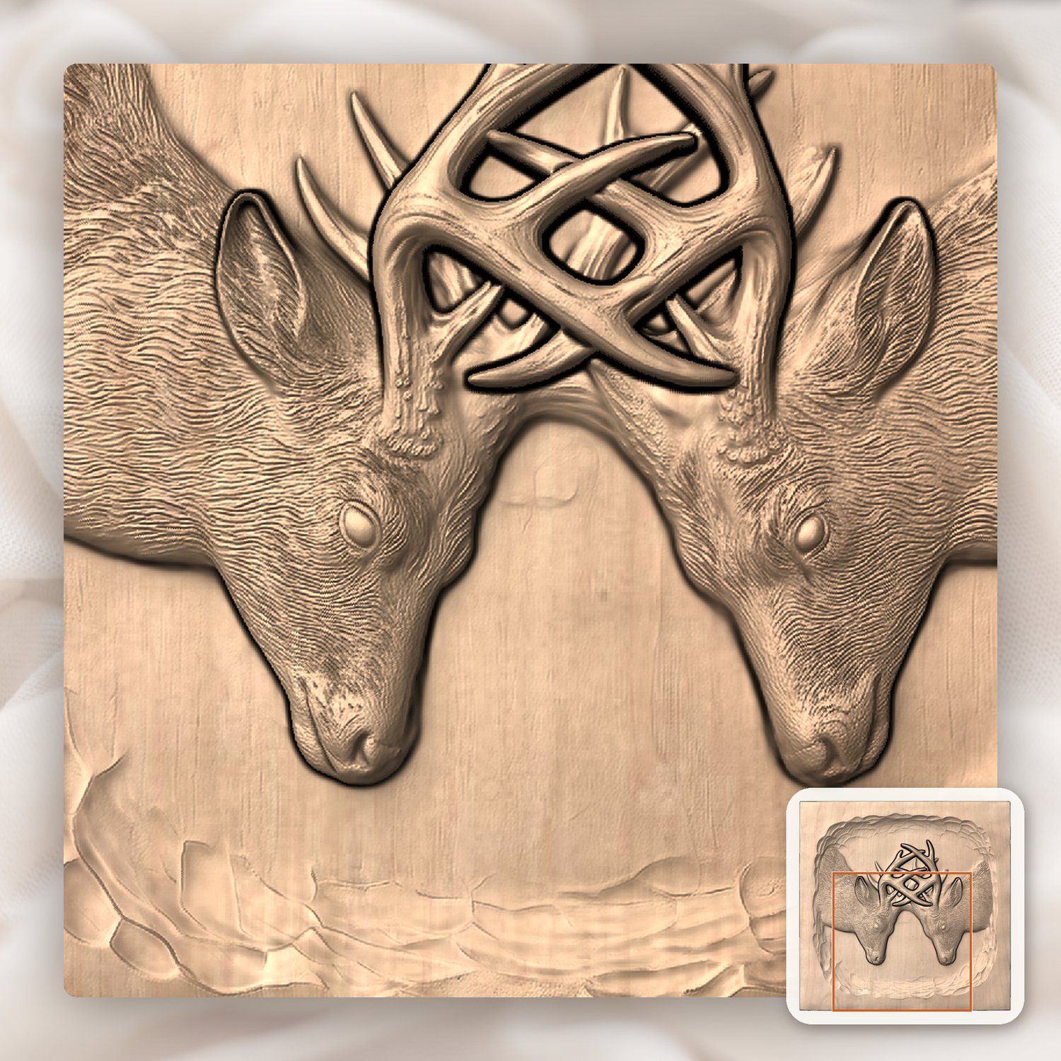 Fighting Whitetail Bucks CNC Relief STL bas-relief STL — view 9