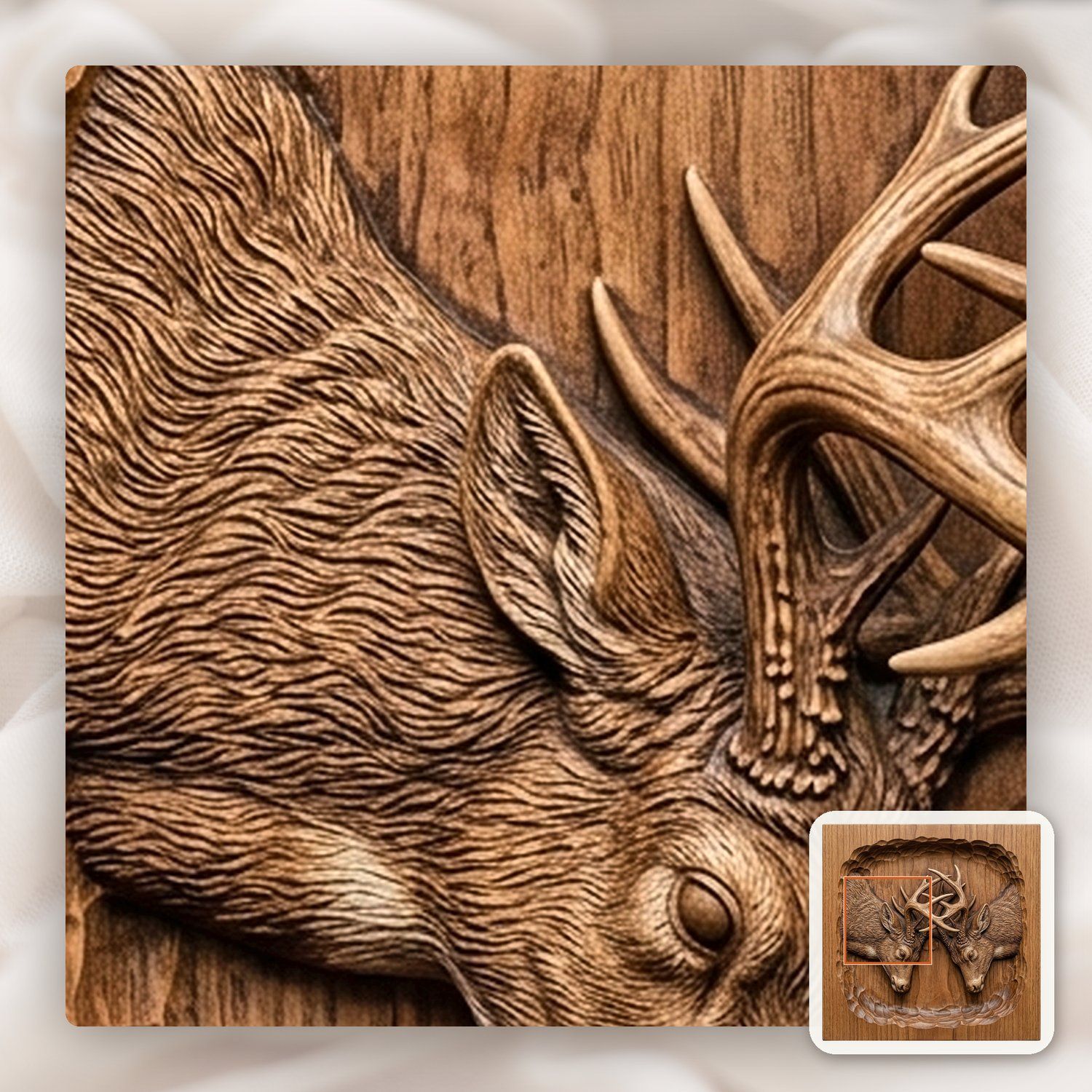 Fighting Whitetail Bucks CNC Relief STL bas-relief STL — view 10