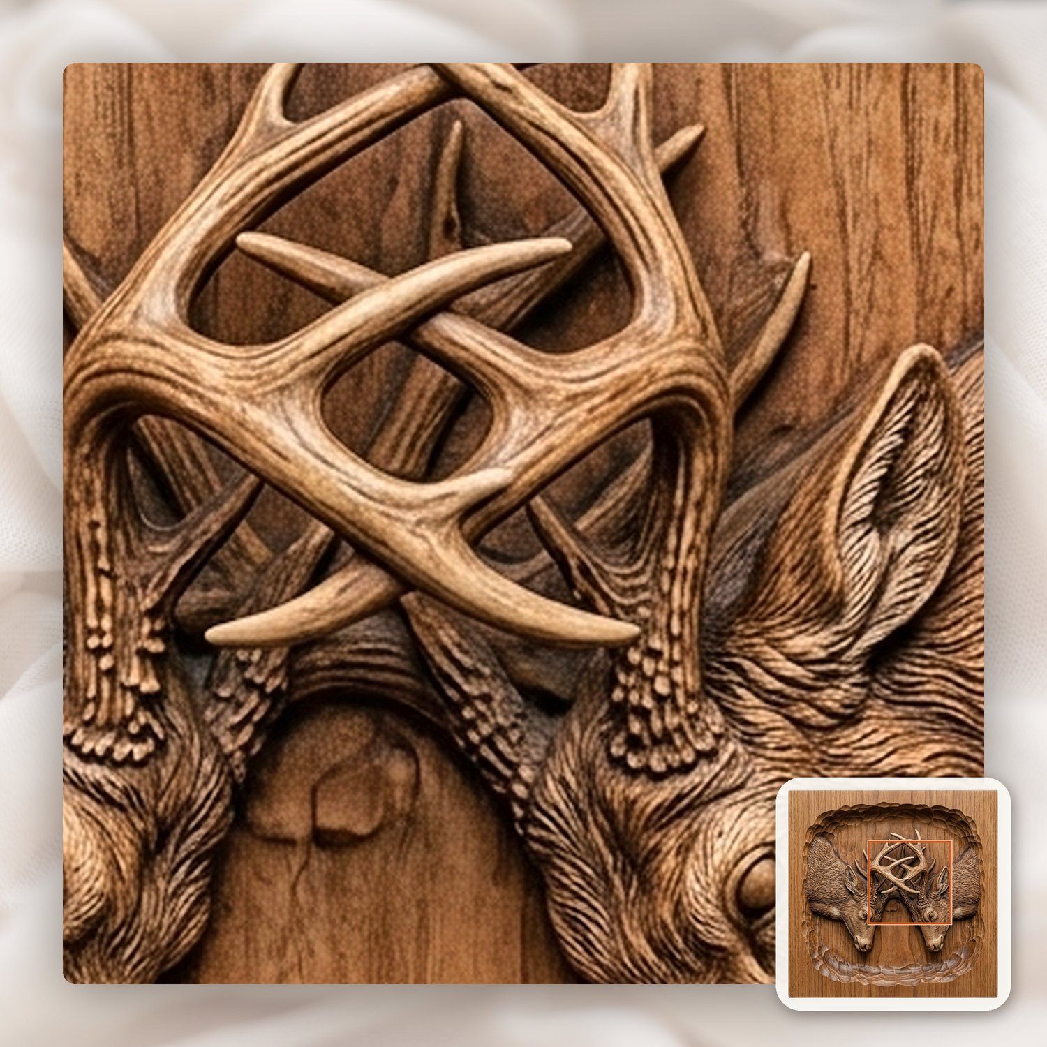Fighting Whitetail Bucks CNC Relief STL bas-relief STL — view 11