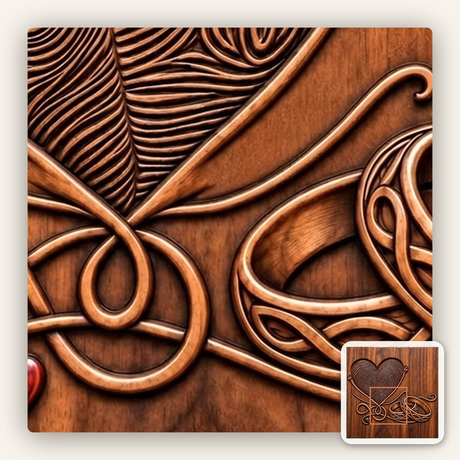 Fingerprint Heart Wedding Rings CNC Relief STL bas-relief STL — view 9