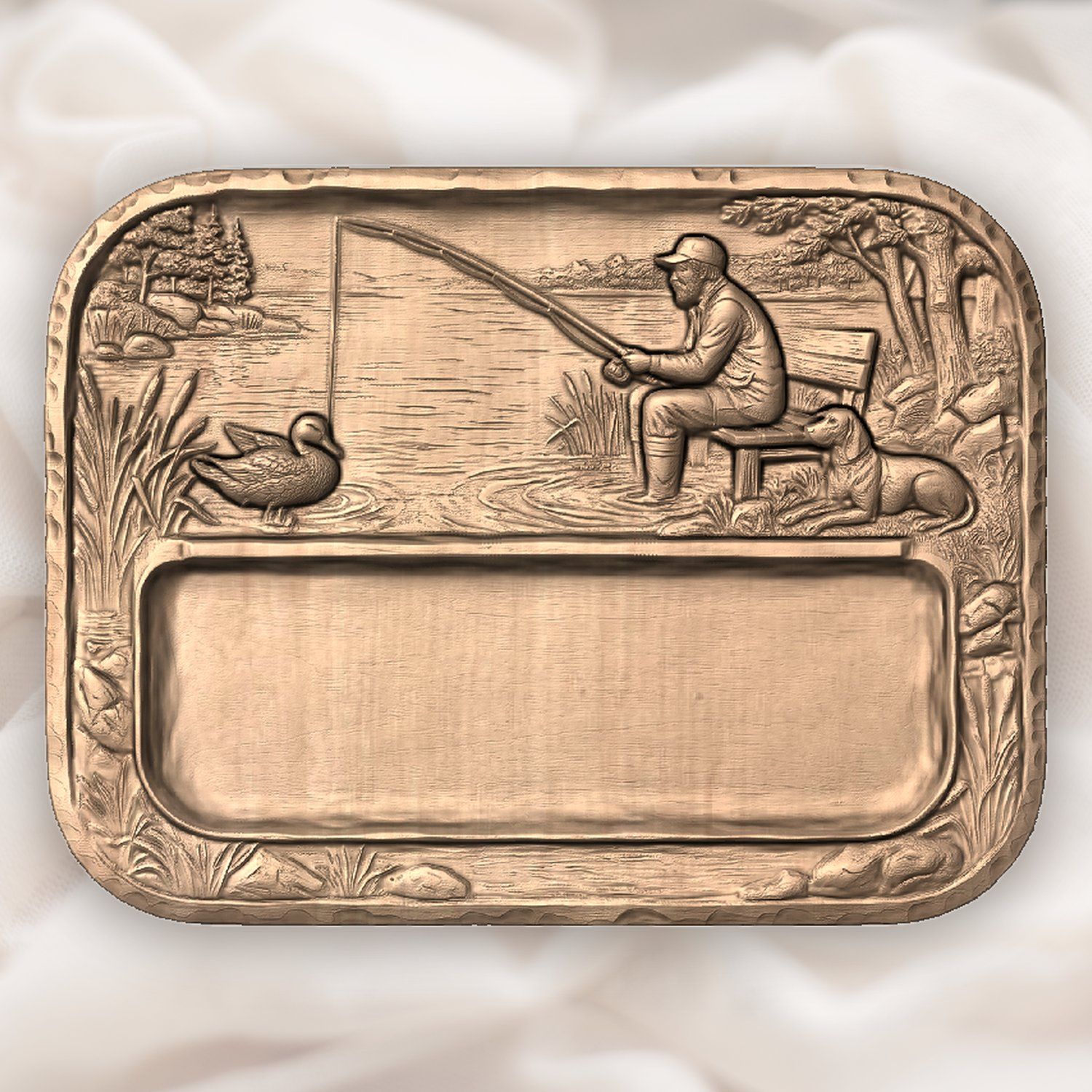 Fisherman and Dog Lakeside Scene CNC Relief STL bas-relief STL — view 4