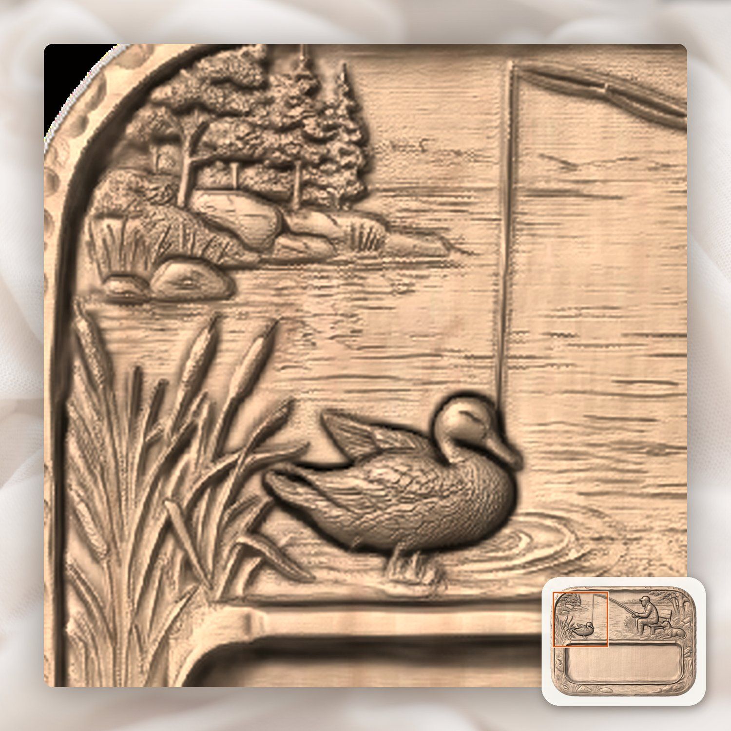 Fisherman and Dog Lakeside Scene CNC Relief STL bas-relief STL — view 8