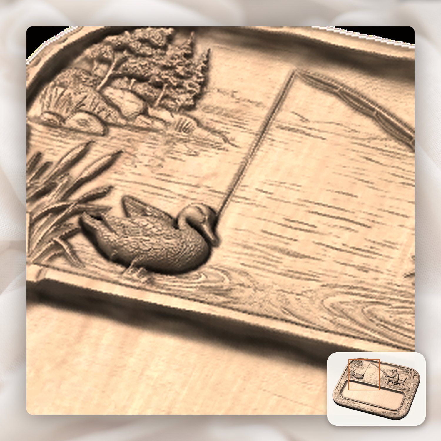 Fisherman and Dog Lakeside Scene CNC Relief STL bas-relief STL — view 10