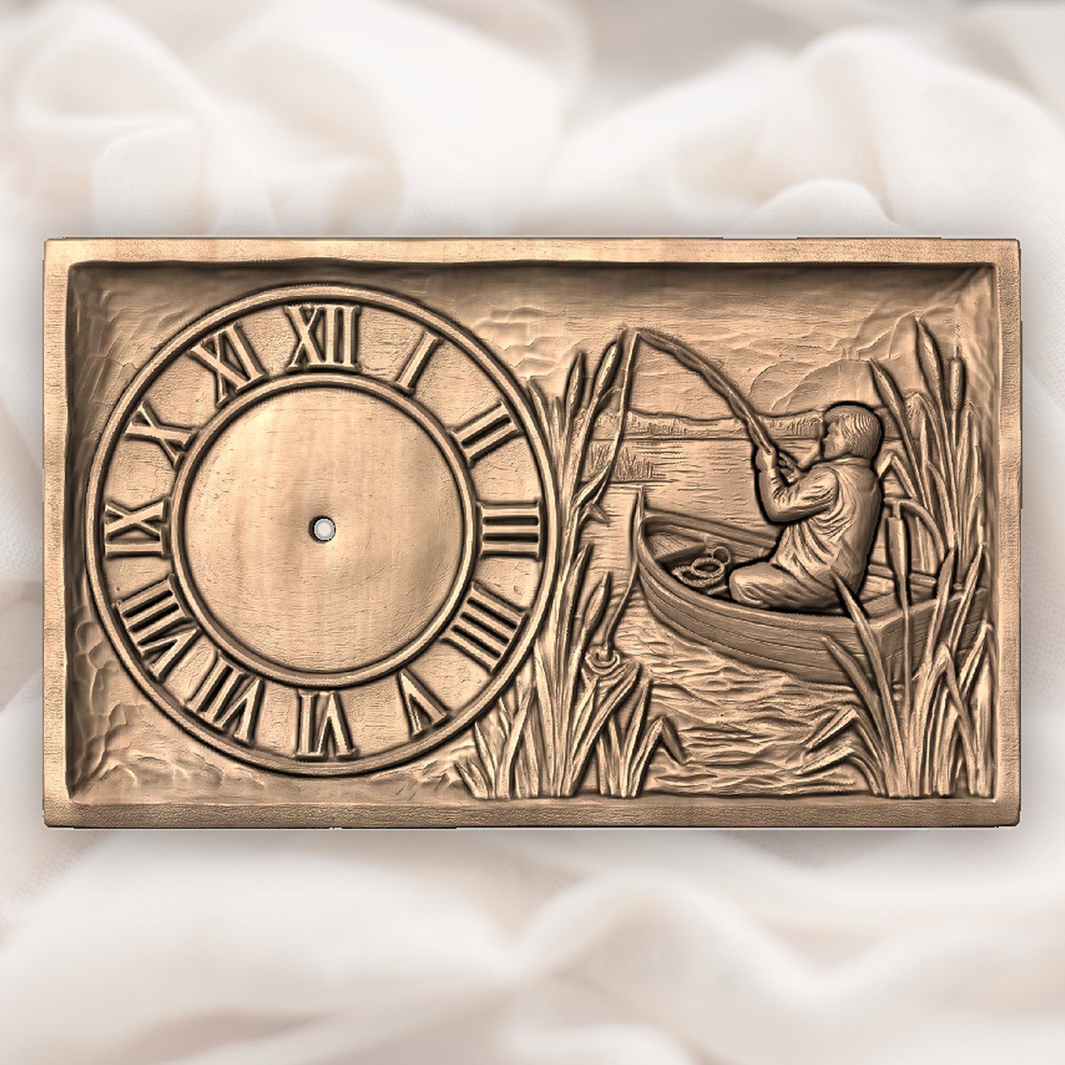 Fisherman Angler Lakeside Boat Wall Clock CNC Relief STL bas-relief STL — view 5