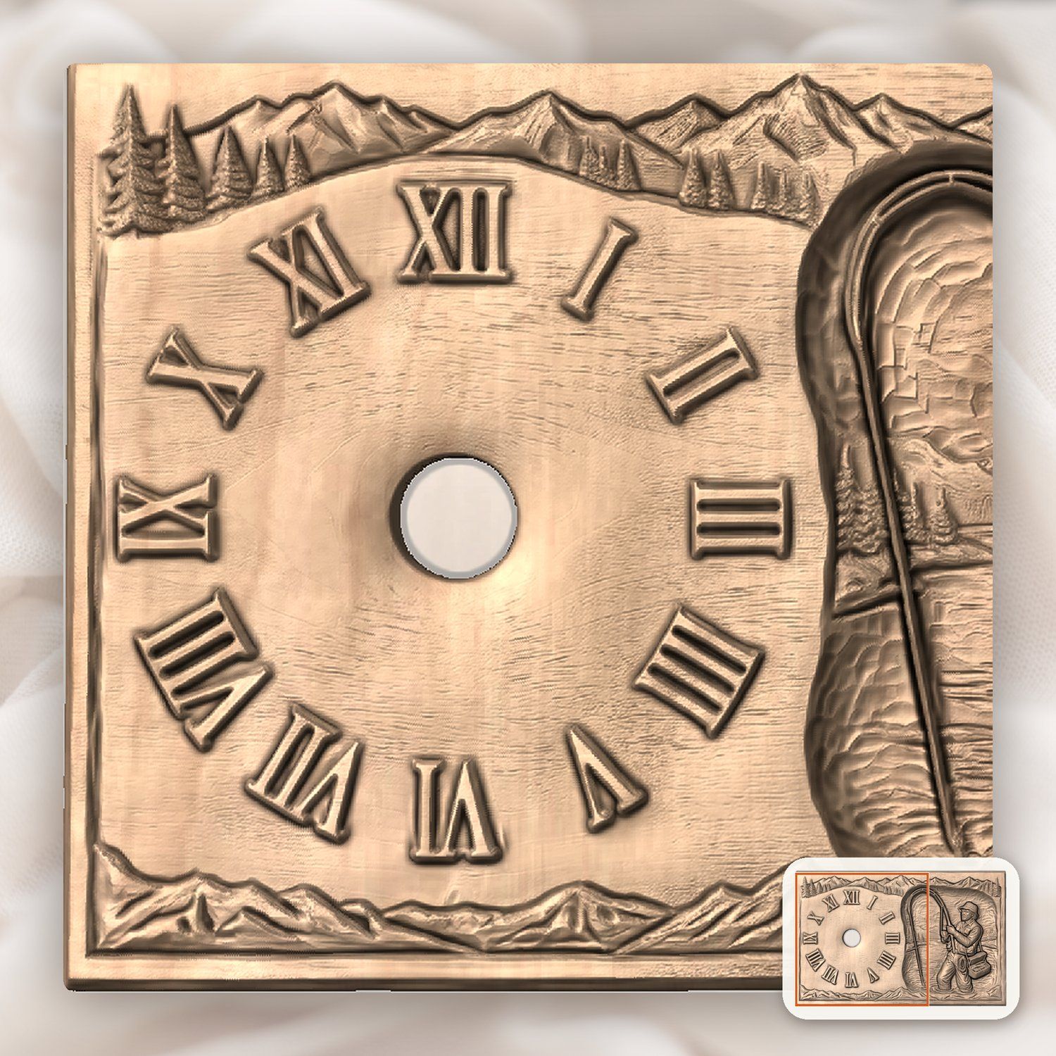 Fisherman Angler Lakeside Wall Clock CNC Relief STL bas-relief STL — view 8