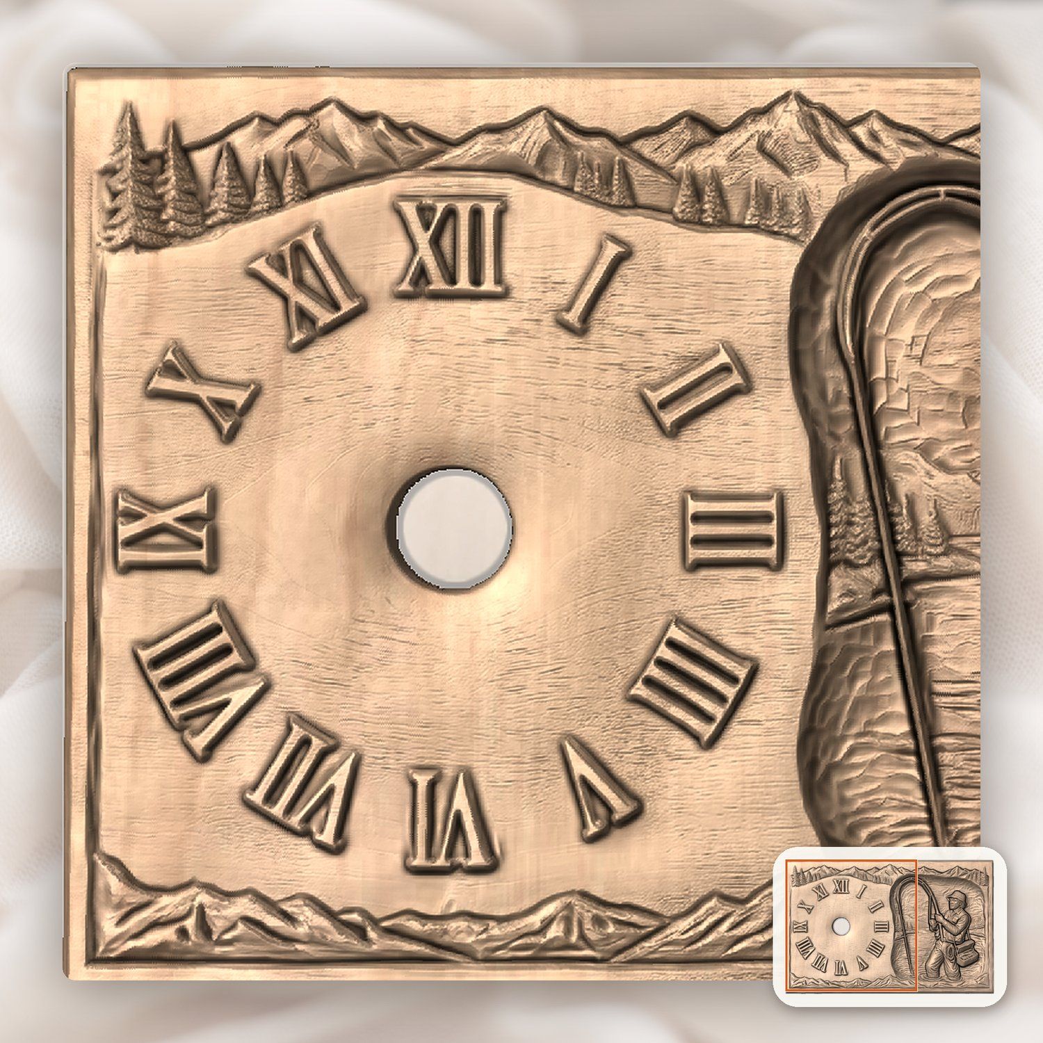 Fisherman Angler Lakeside Wall Clock CNC Relief STL bas-relief STL — view 9