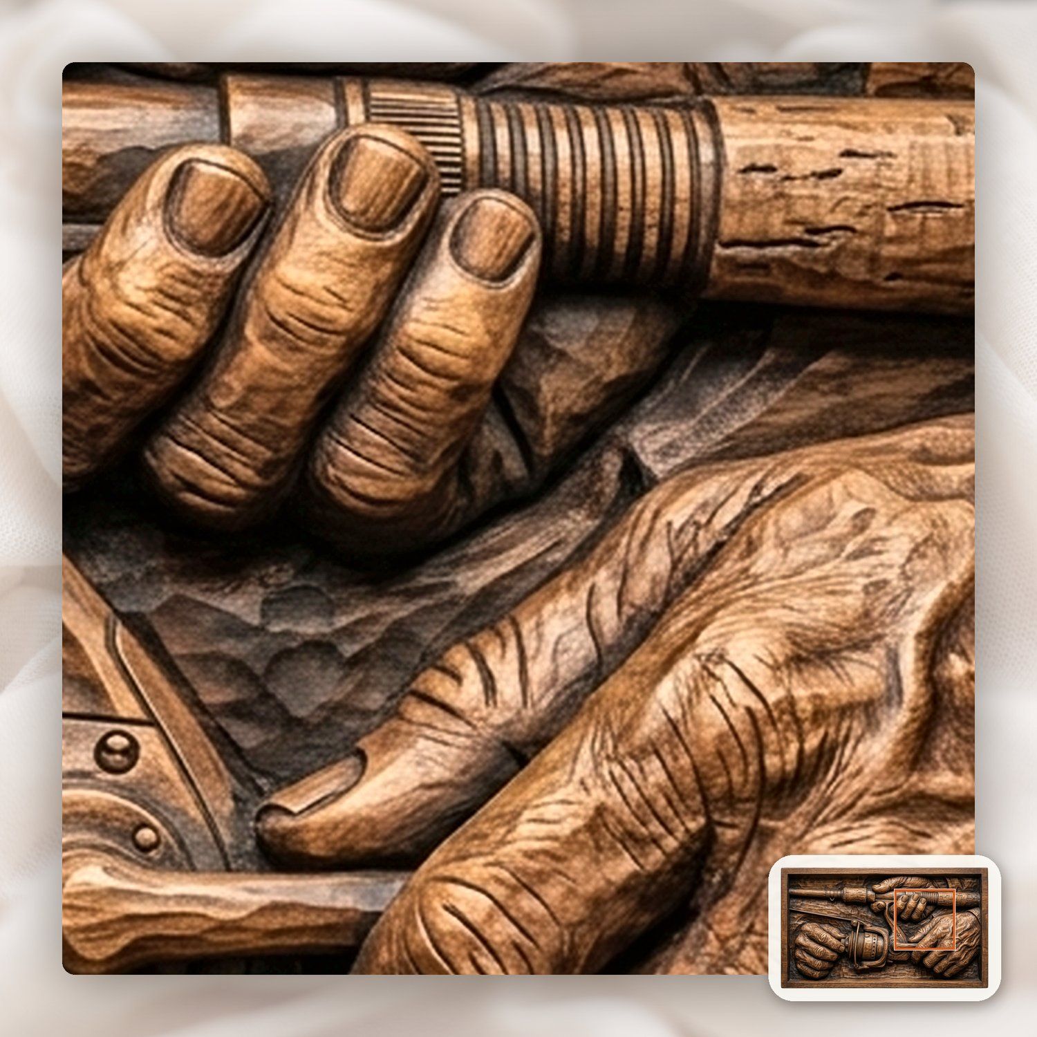Fisherman Hands Adjusting Reel CNC Relief STL bas-relief STL — view 11