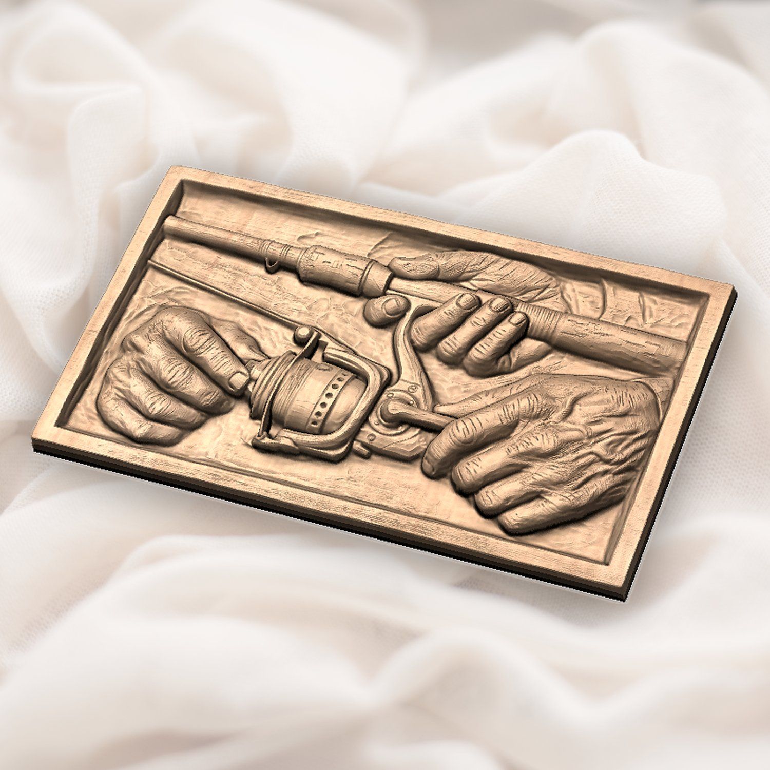 Fisherman Hands Adjusting Reel CNC Relief STL bas-relief STL — view 5
