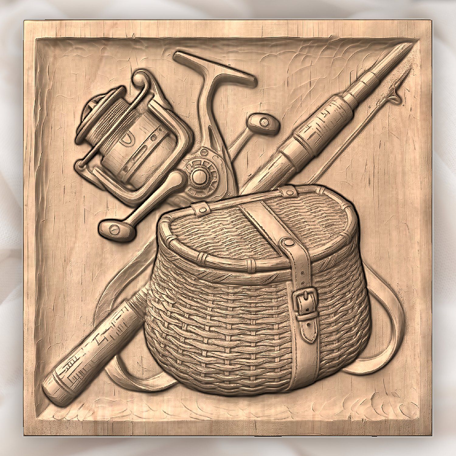 Fisherman Tackle Gear Scene CNC Relief STL bas-relief STL — view 4