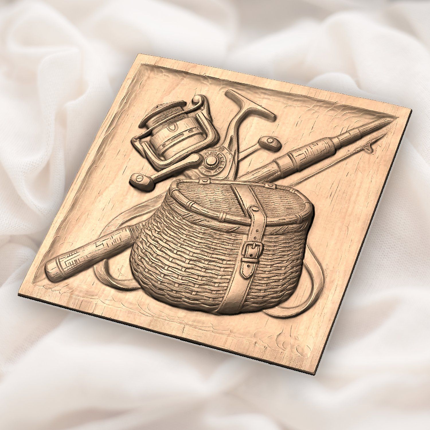 Fisherman Tackle Gear Scene CNC Relief STL bas-relief STL — view 5