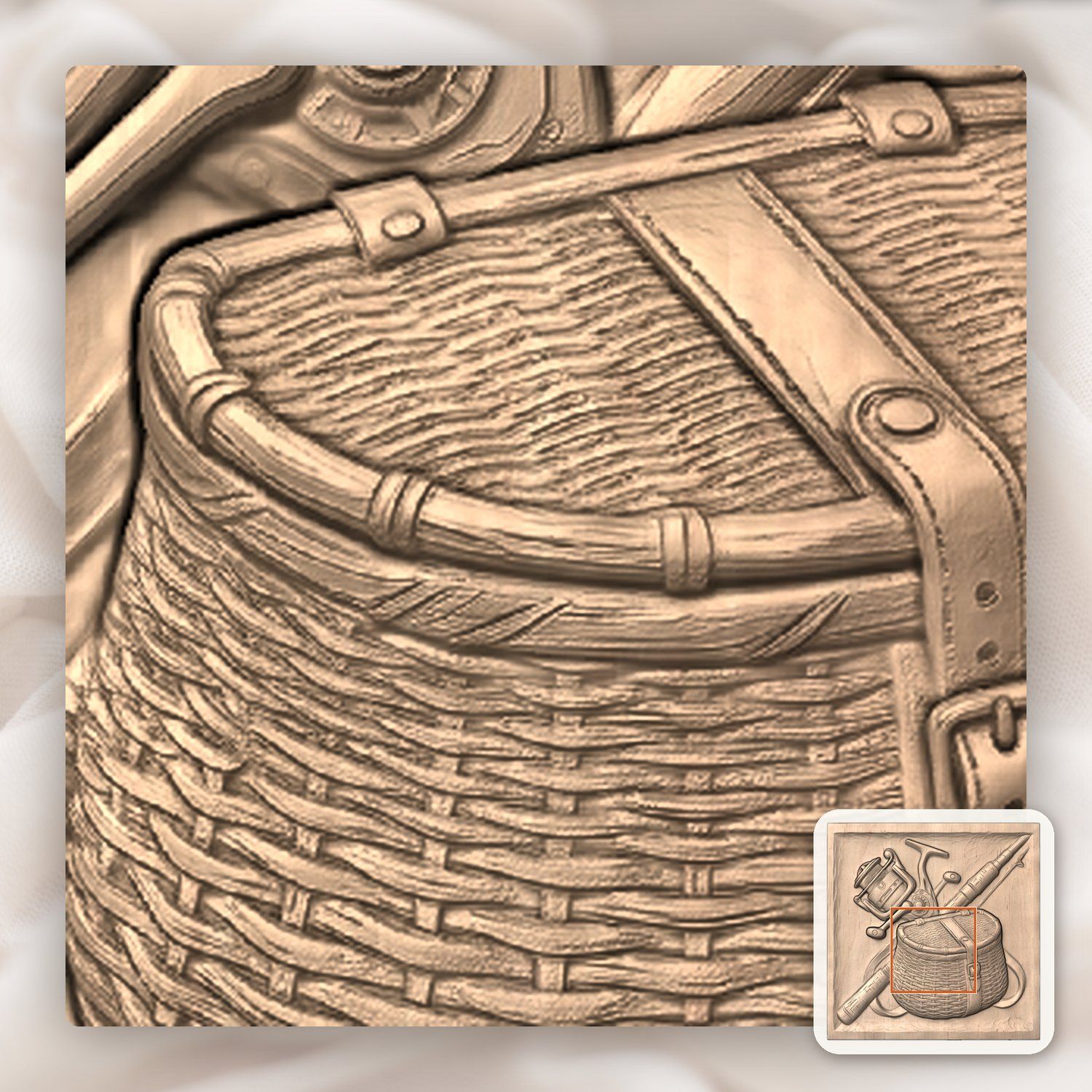 Fisherman Tackle Gear Scene CNC Relief STL bas-relief STL — view 7