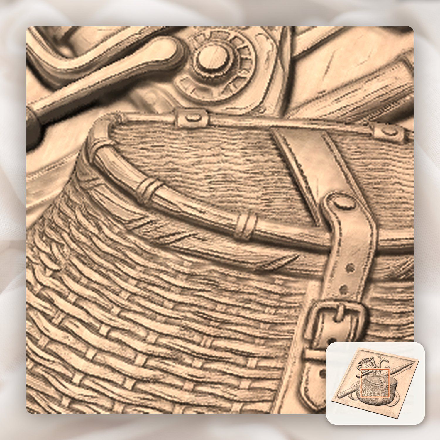 Fisherman Tackle Gear Scene CNC Relief STL bas-relief STL — view 9