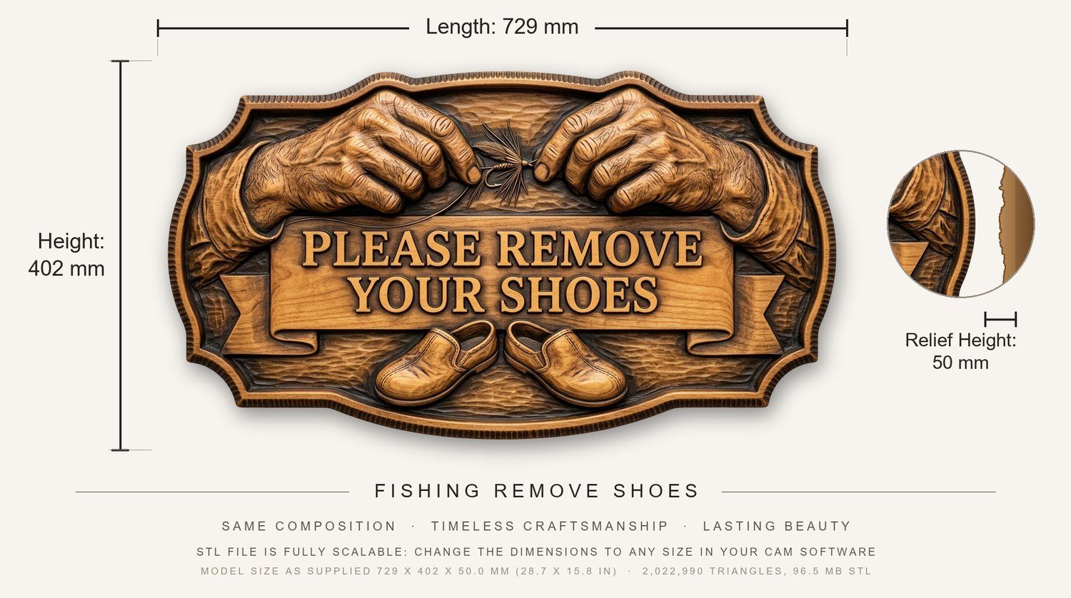 Fishing Remove Shoes CNC Relief STL bas-relief STL — view 3