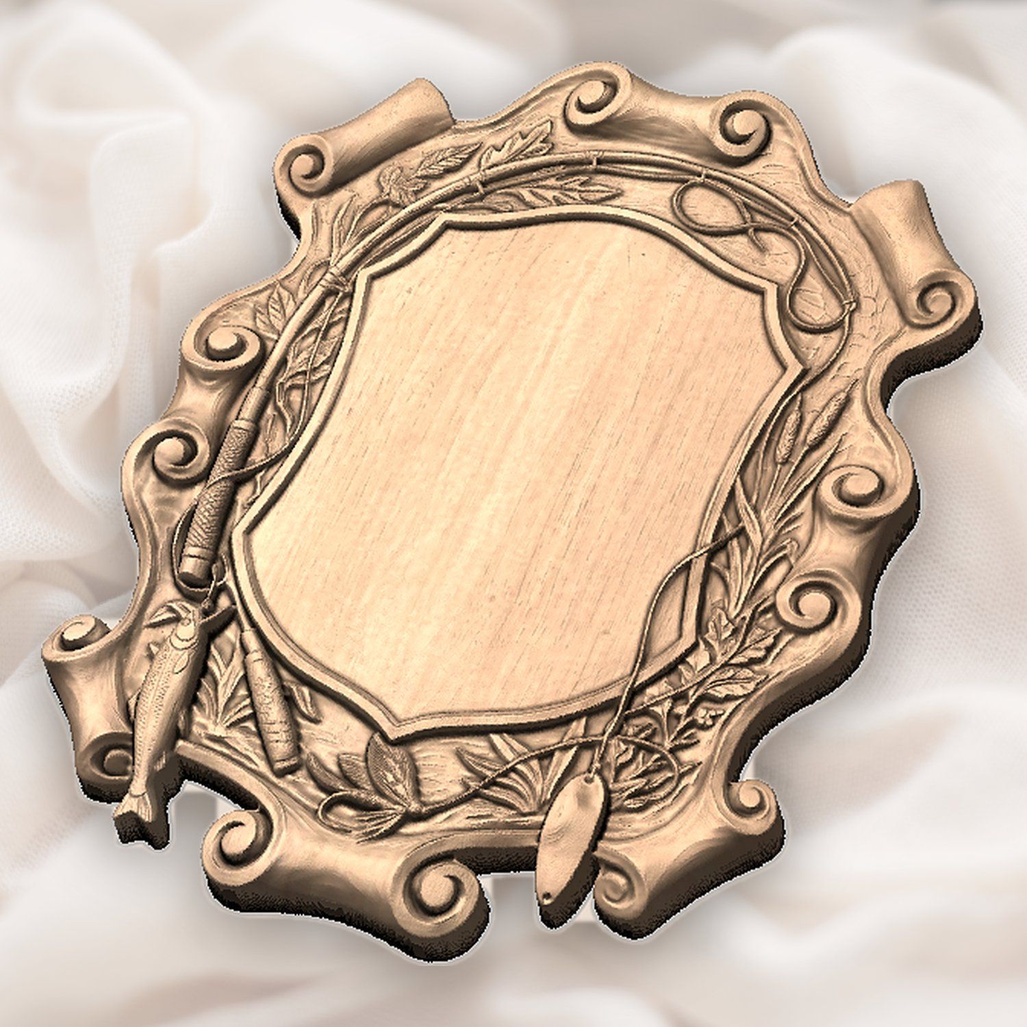 Fishing Rod and Lures Trophy Shield CNC Relief STL bas-relief STL — view 4