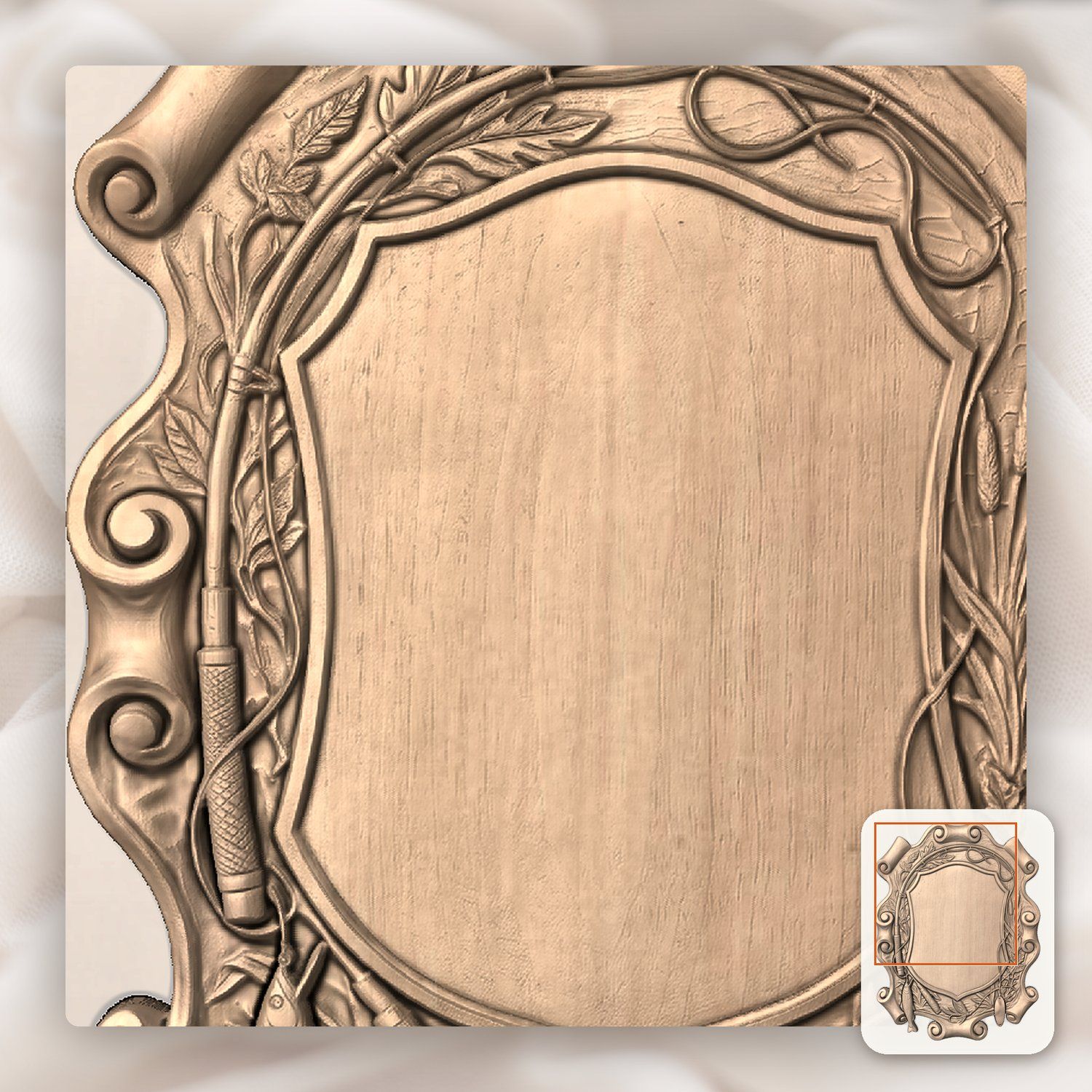 Fishing Rod and Lures Trophy Shield CNC Relief STL bas-relief STL — view 6