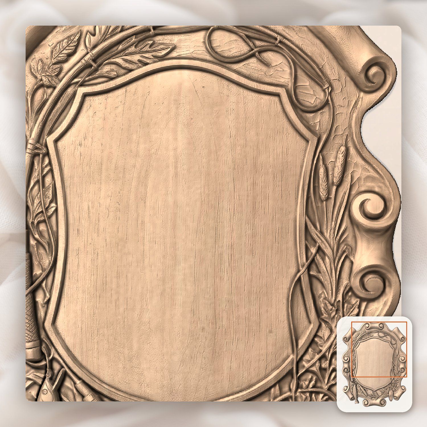 Fishing Rod and Lures Trophy Shield CNC Relief STL bas-relief STL — view 8