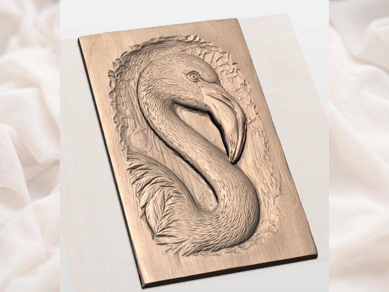 Flamingo Portrait Bas-Relief STL for CNC and 3D Printing bas-relief STL — view 2