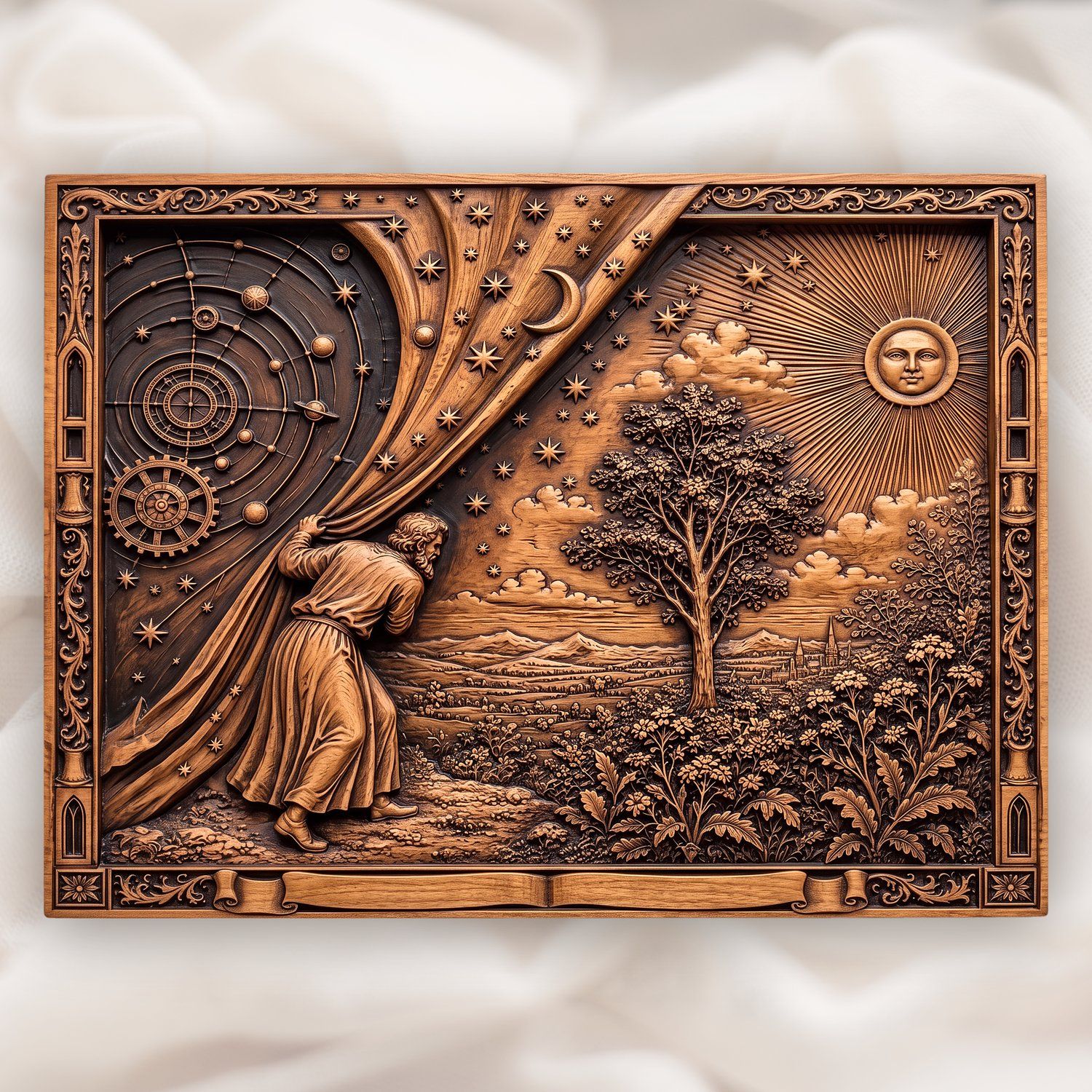 Flammarion Astronomer Uncovering The Cosmos CNC Relief STL bas-relief STL design