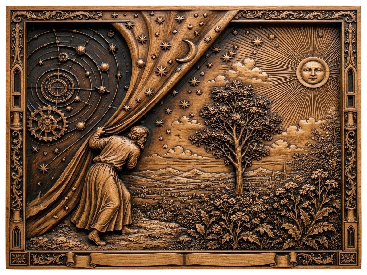 Flammarion Astronomer Uncovering The Cosmos CNC Relief STL bas-relief STL — view 13