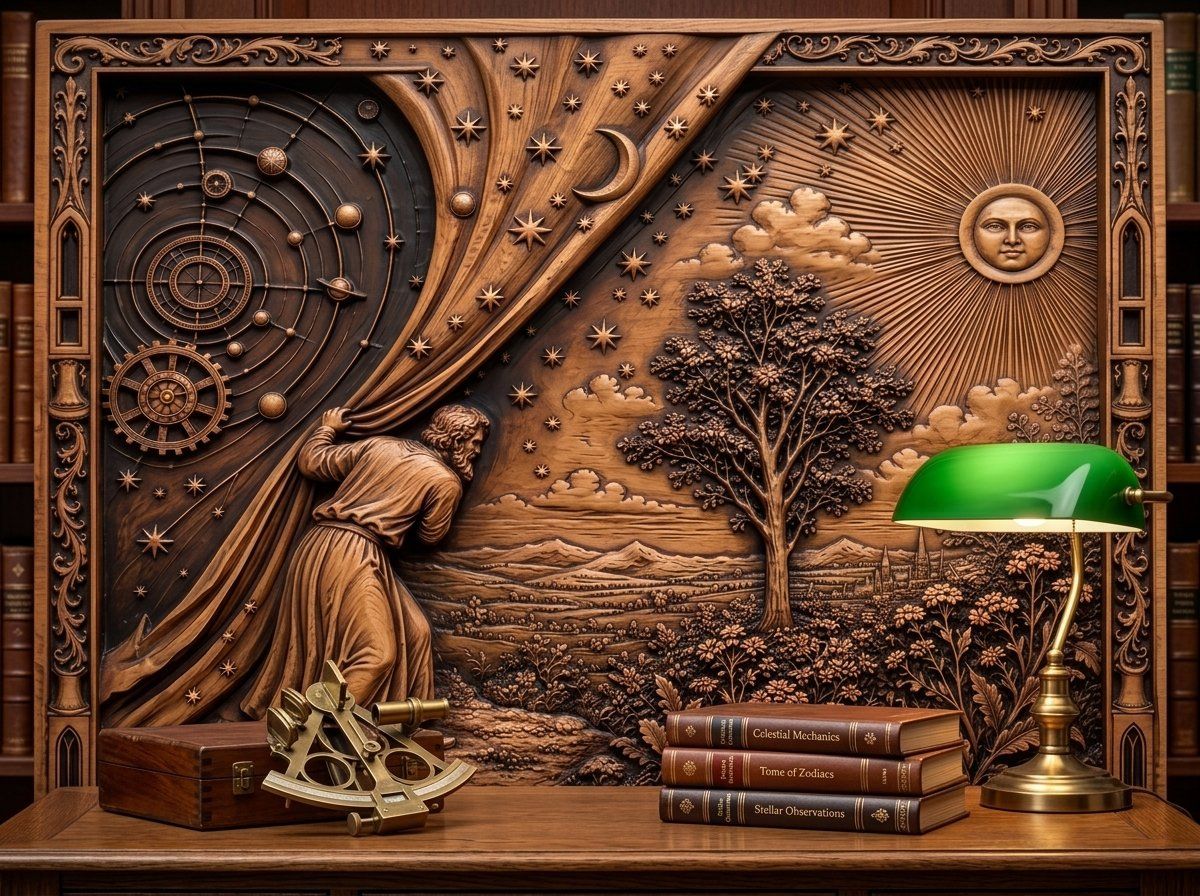Flammarion Astronomer Uncovering The Cosmos CNC Relief STL bas-relief STL — view 14