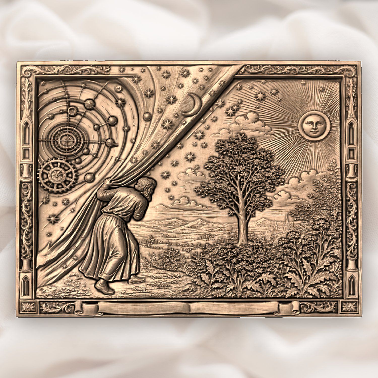 Flammarion Astronomer Uncovering The Cosmos CNC Relief STL bas-relief STL — view 5