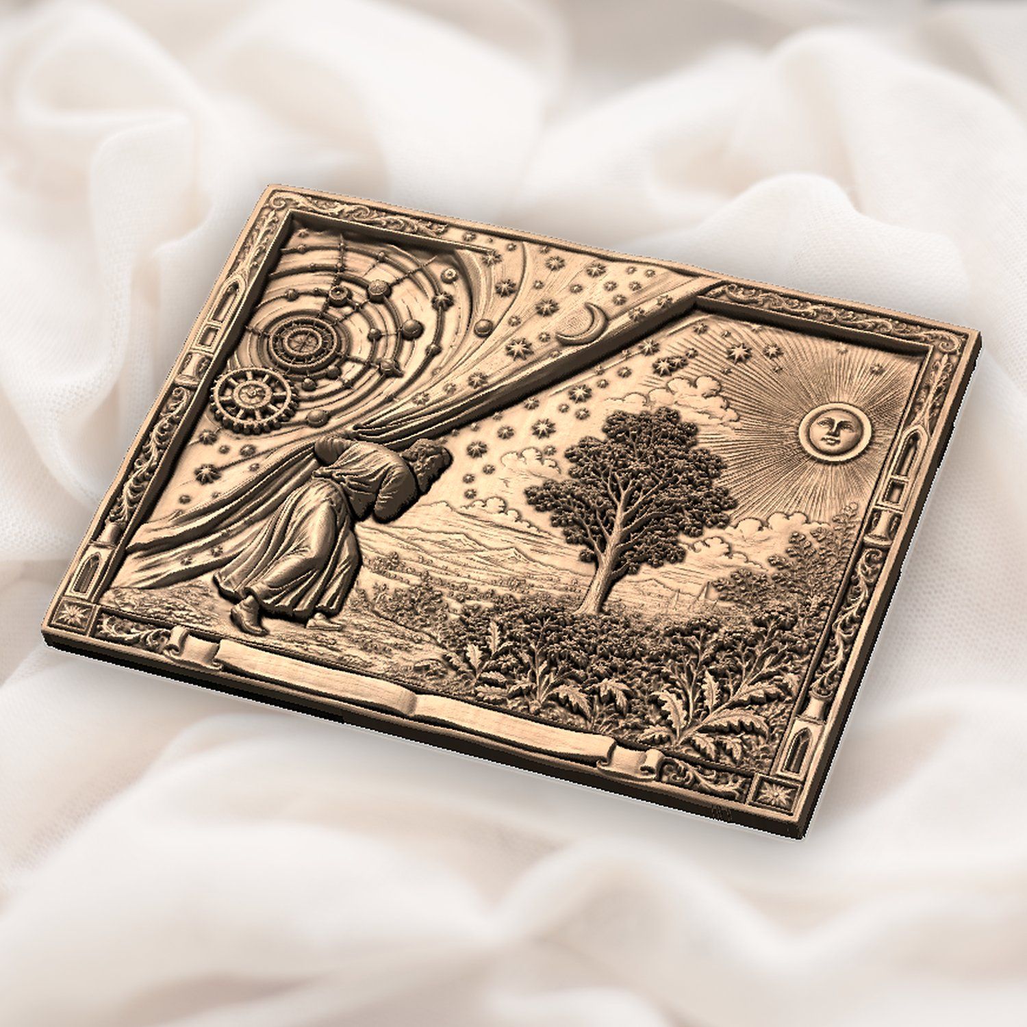 Flammarion Astronomer Uncovering The Cosmos CNC Relief STL bas-relief STL — view 6
