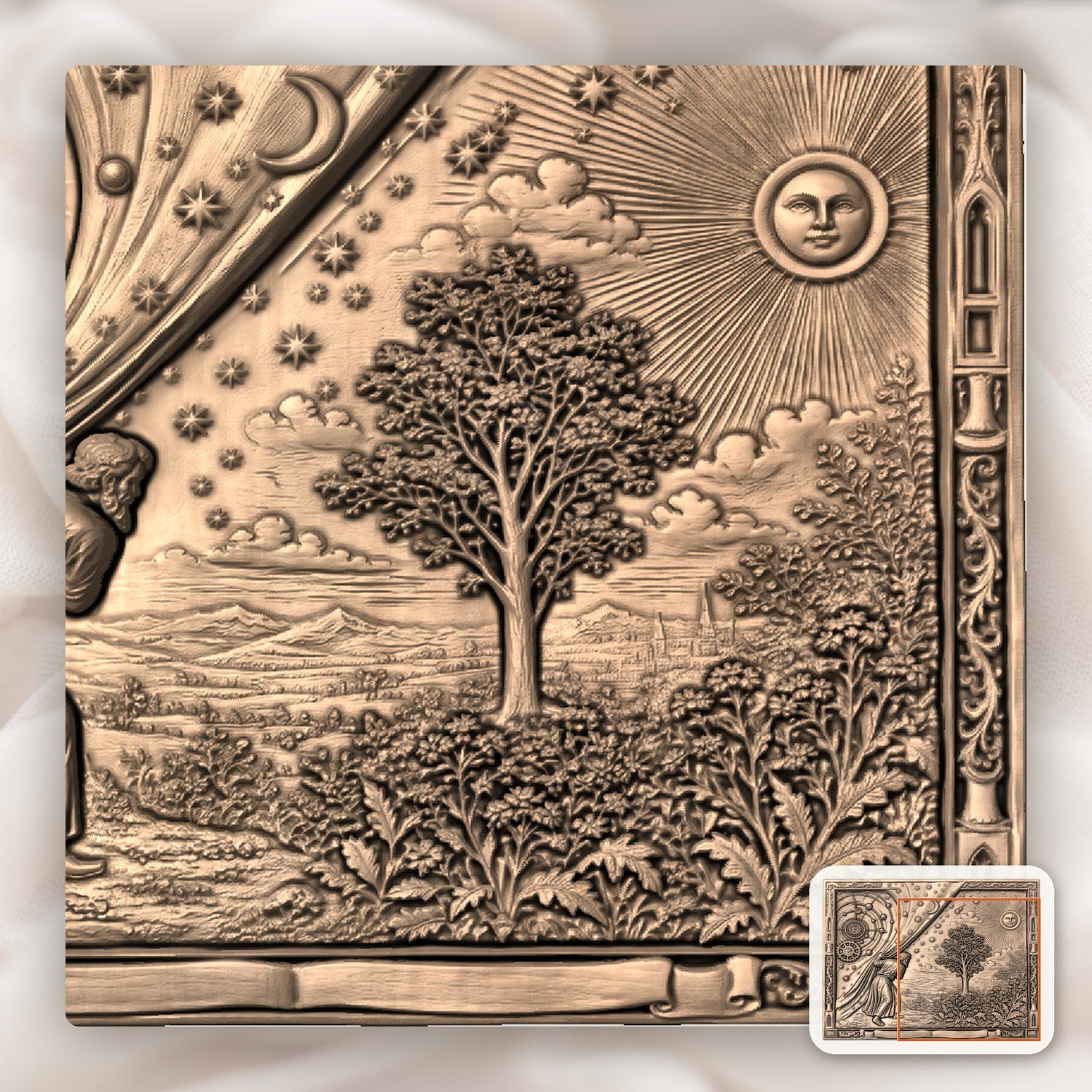Flammarion Astronomer Uncovering The Cosmos CNC Relief STL bas-relief STL — view 9