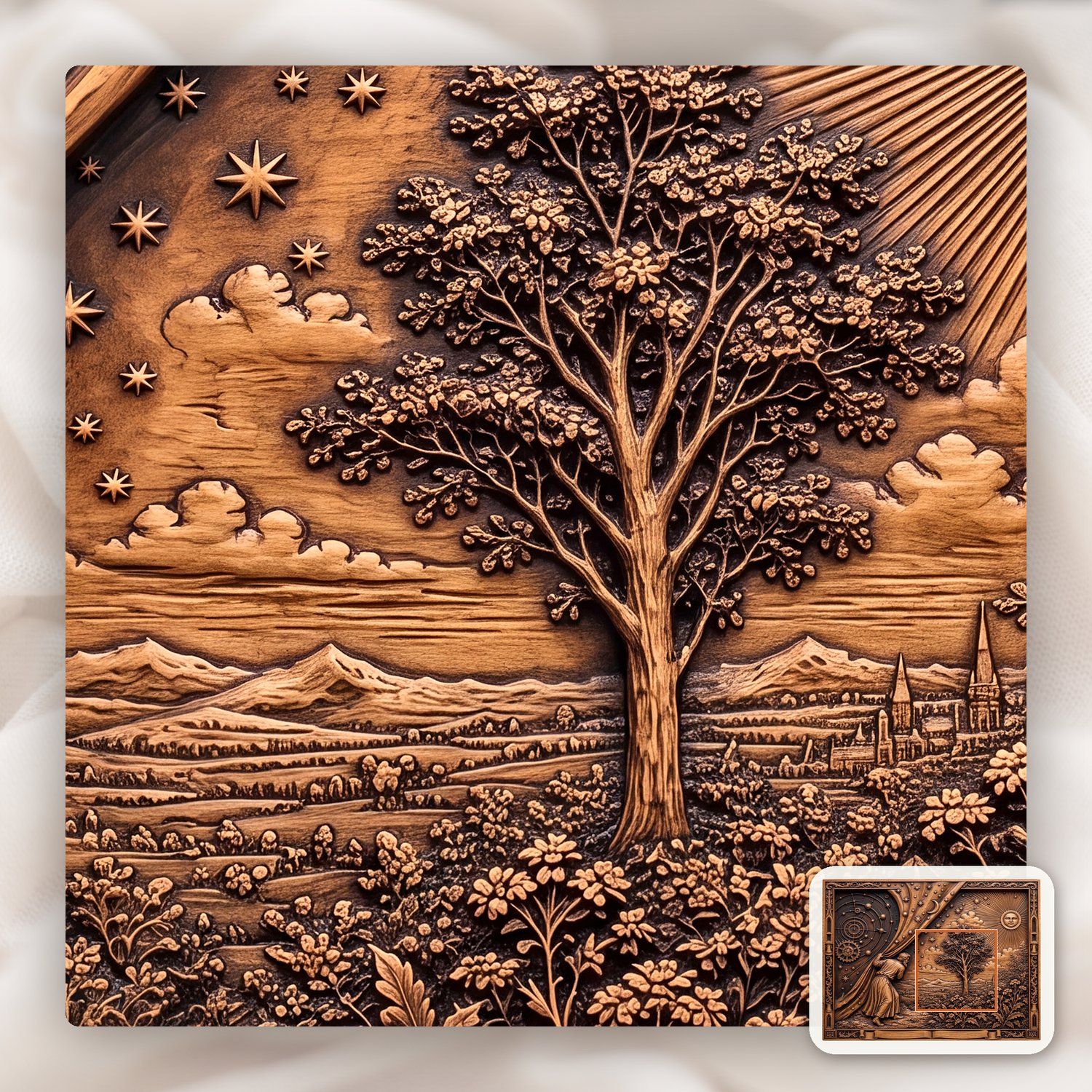 Flammarion Astronomer Uncovering The Cosmos CNC Relief STL bas-relief STL — view 11