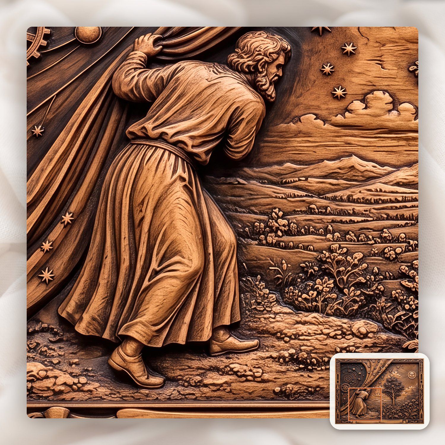 Flammarion Astronomer Uncovering The Cosmos CNC Relief STL bas-relief STL — view 12