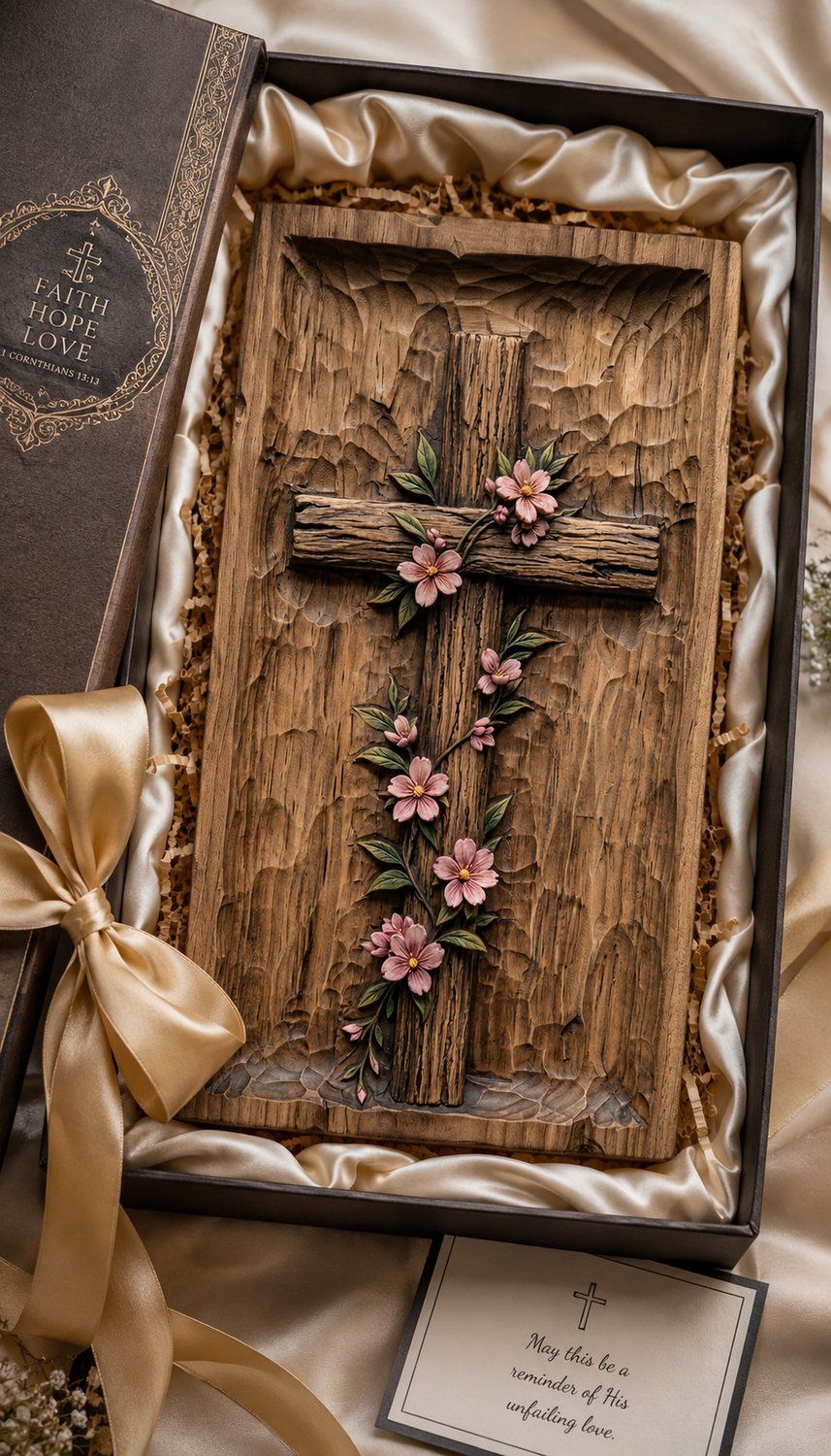 Floral Cherry Blossom Cross Religious Wall Art CNC Relief STL bas-relief STL — view 9