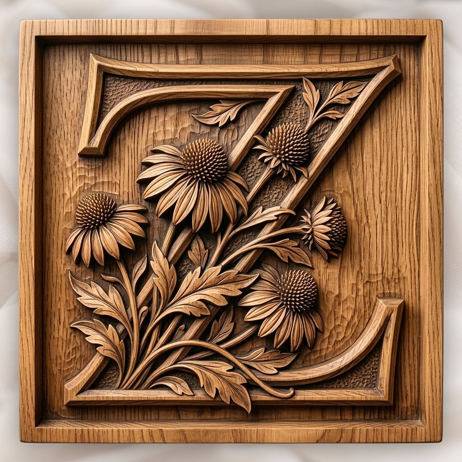 Floral Monogram Letter Z CNC Relief STL bas-relief STL design
