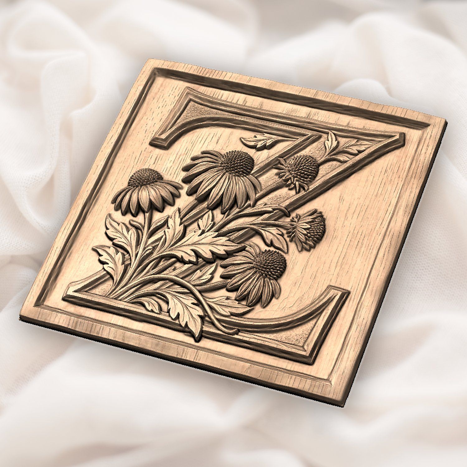 Floral Monogram Letter Z CNC Relief STL bas-relief STL — view 4