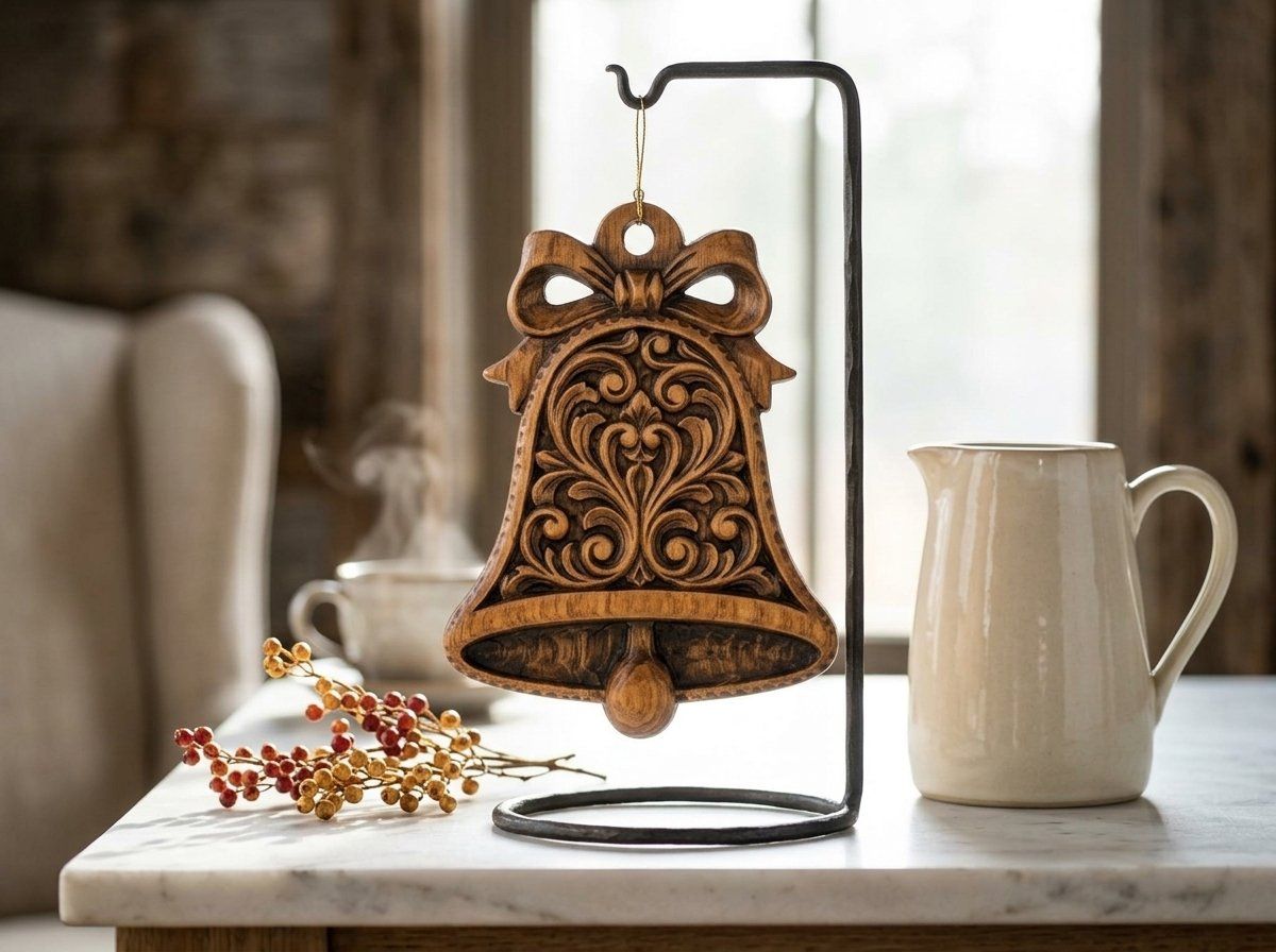 Floral Scroll Bell Ornament CNC Relief STL bas-relief STL — view 13