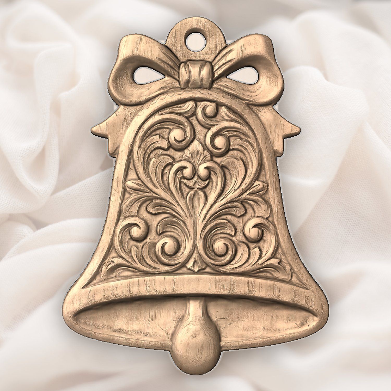 Floral Scroll Bell Ornament CNC Relief STL bas-relief STL — view 5