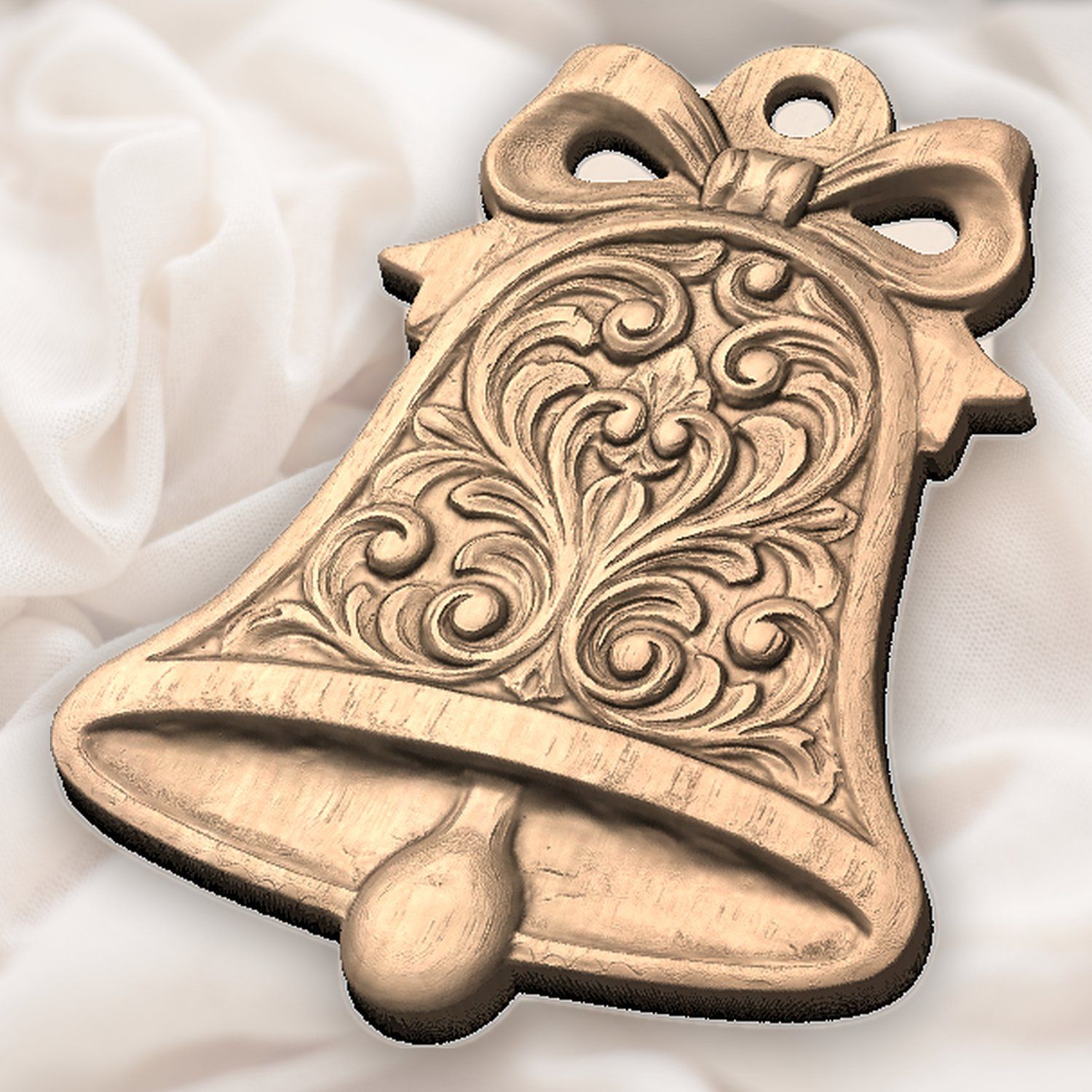 Floral Scroll Bell Ornament CNC Relief STL bas-relief STL — view 6
