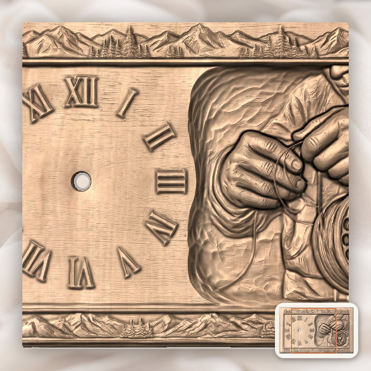 Fly Fishing Clock CNC Relief STL bas-relief STL — view 8
