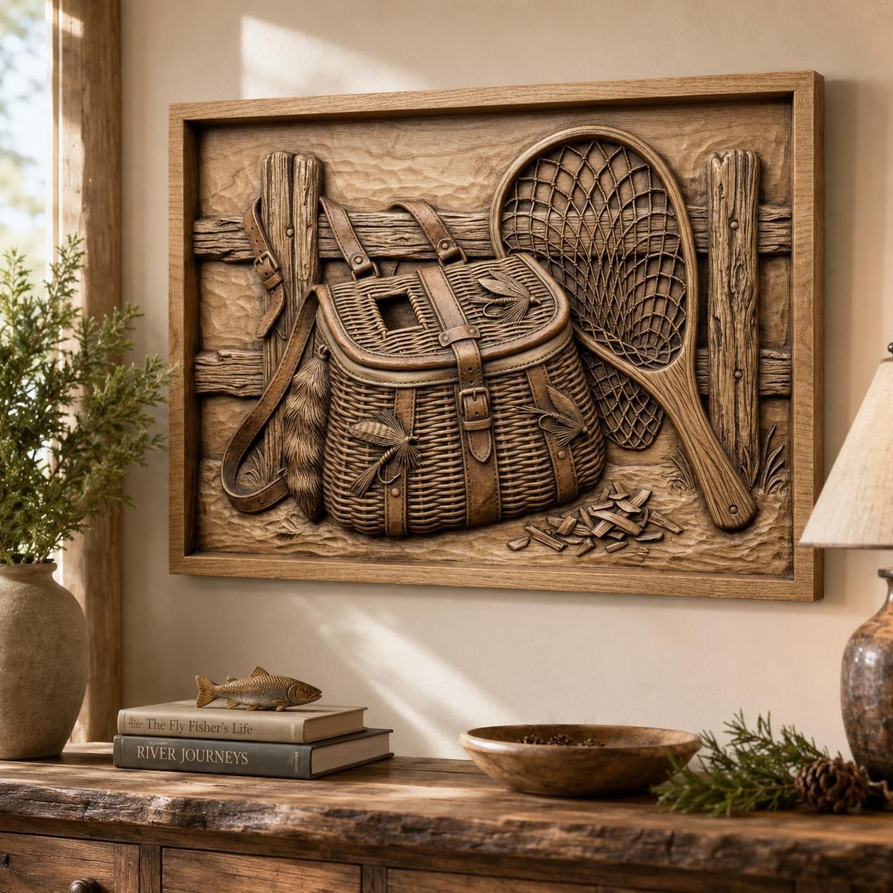 Fly Fishing Creel Relief STL bas-relief STL — view 4