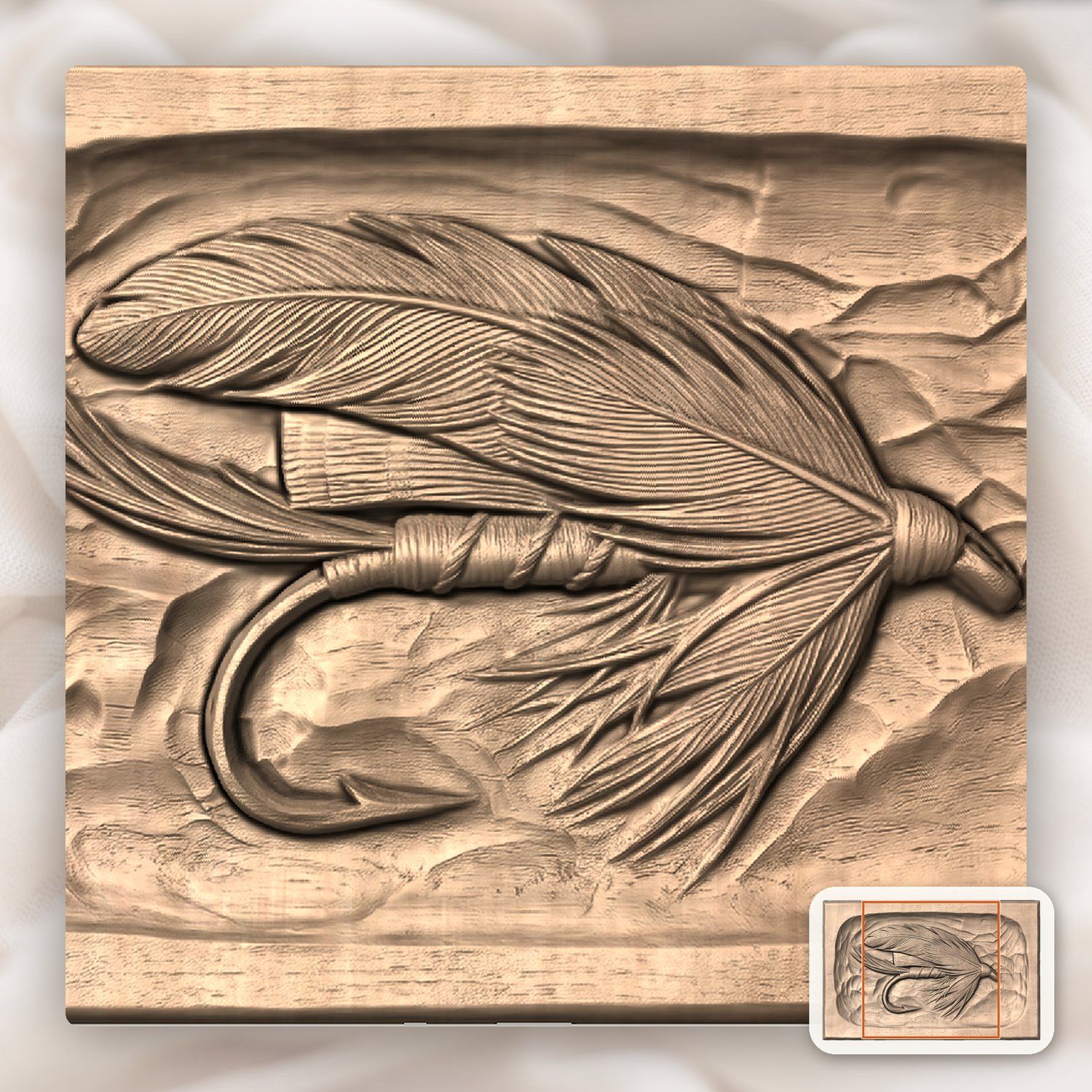 Fly Fishing Lure Macro CNC Relief STL bas-relief STL — view 6