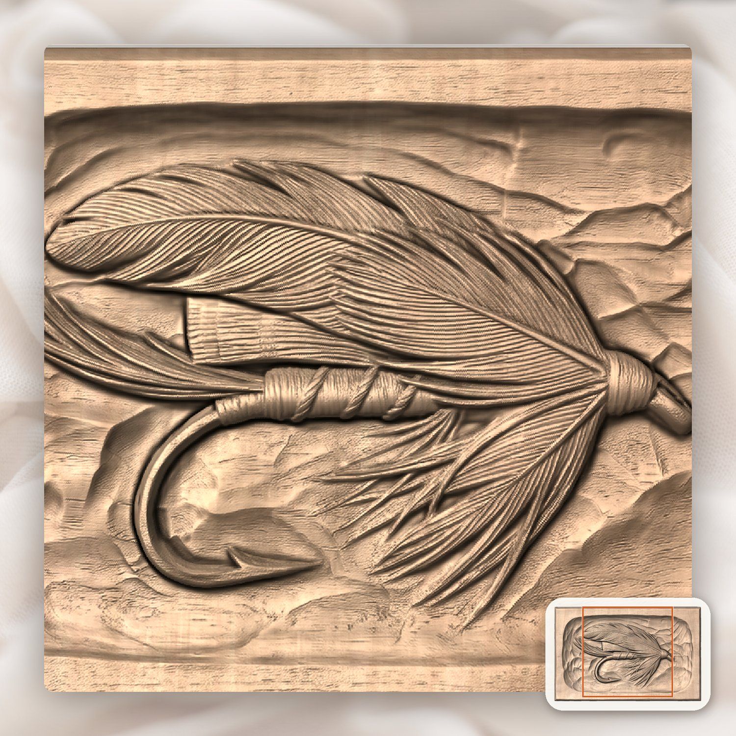 Fly Fishing Lure Macro CNC Relief STL bas-relief STL — view 9
